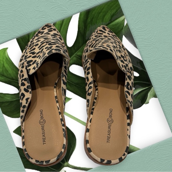 Treasure & Bond Leather Kallie Animal Print Cheetah Mules Slip-On Slides Size 8M - Picture 5 of 7